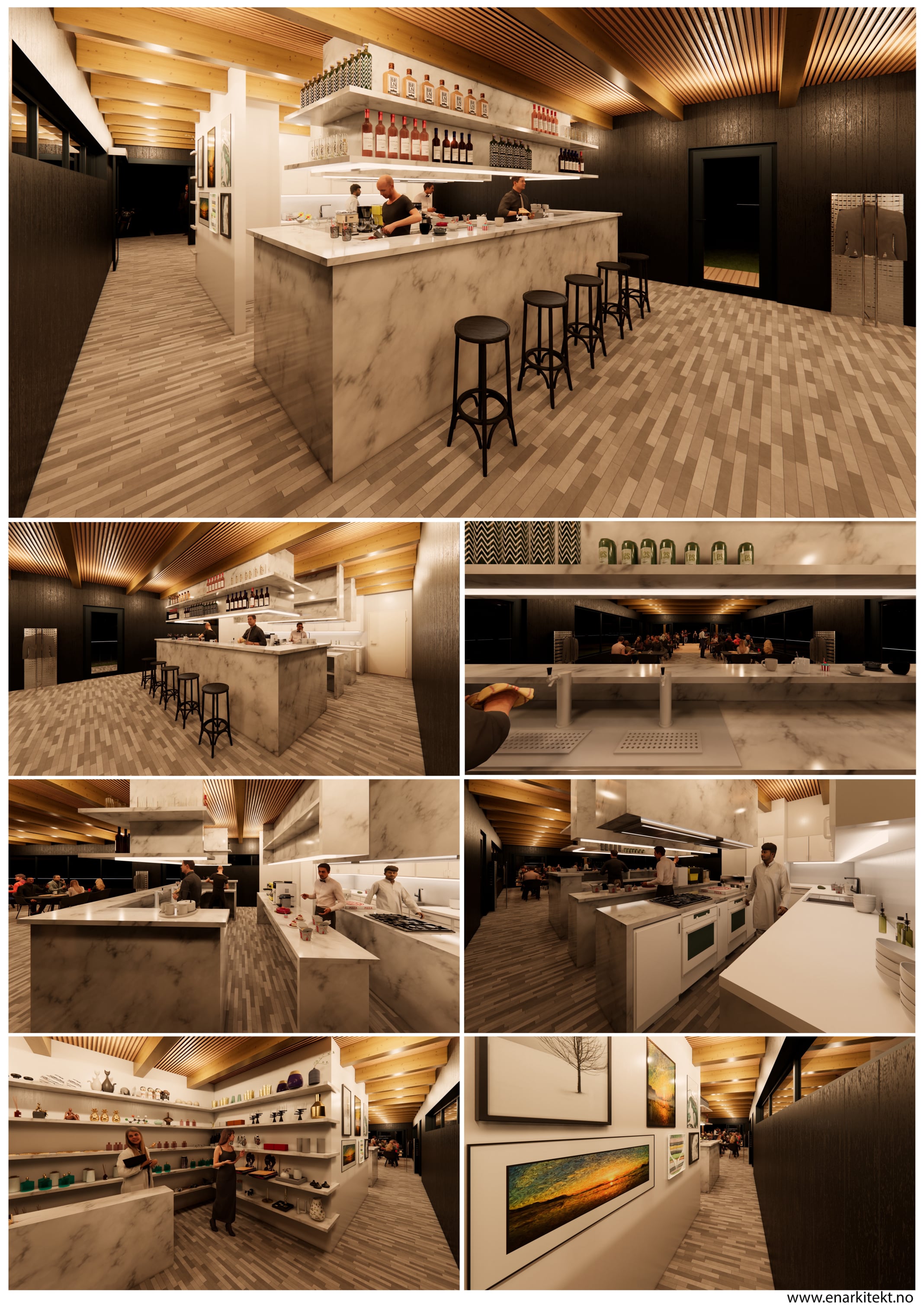  Veikro, kafé, restaurant, observasjonsdekk, Interiørnatt